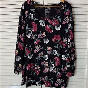 Terra & Sky Floral Black Top